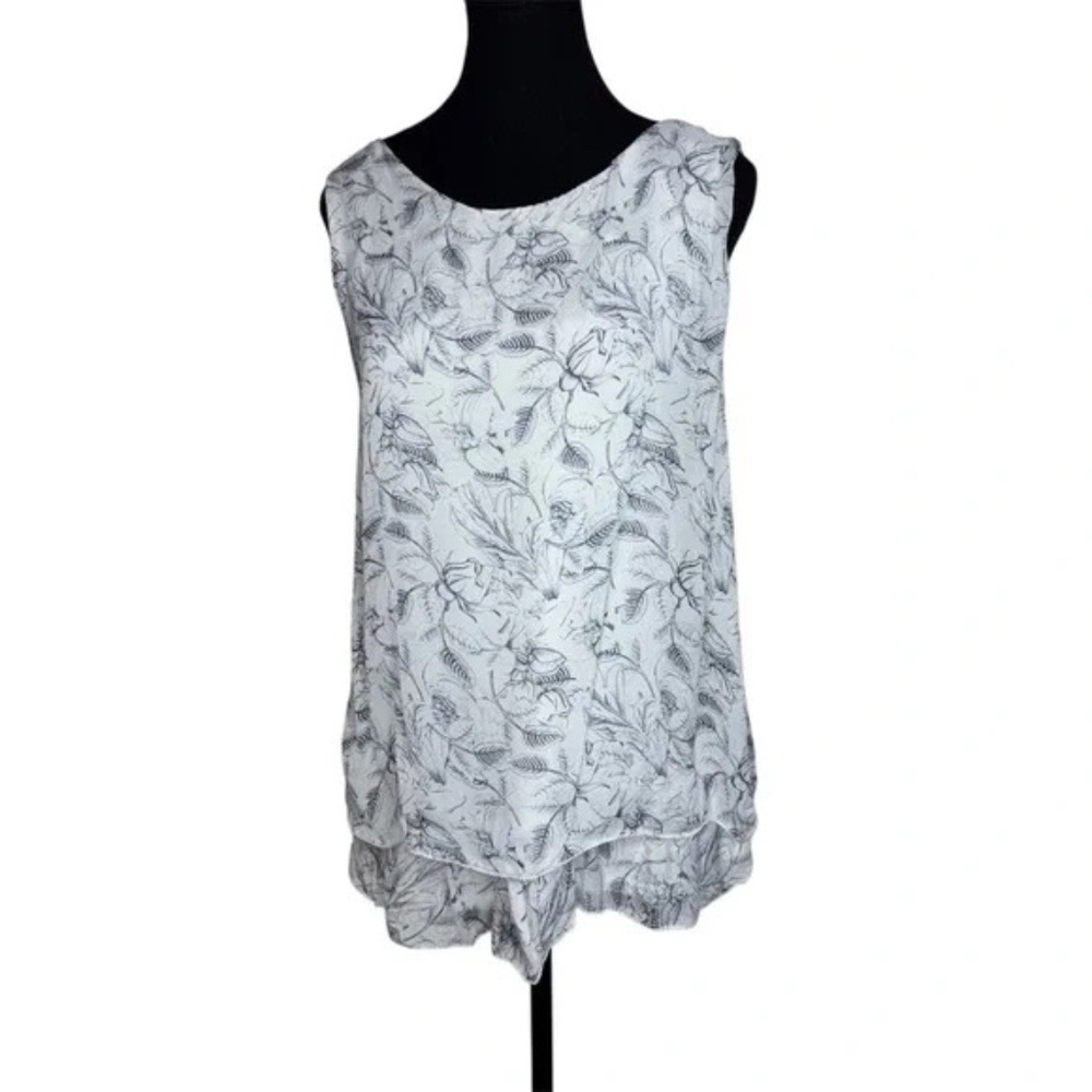 NWT Guisy Made in Italy Silk Sleeveless Layered Blouse Sz M
